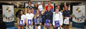 Foto familia del los ganadores del Campeonato de Vela Laser Radial, celebrado en el RCNT