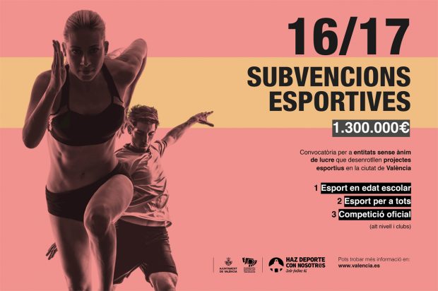 El Ayuntamiento de Valencia abre el plazo de presentación de solicitudes de ayudas al deporte de 1.3000.000 Euros 