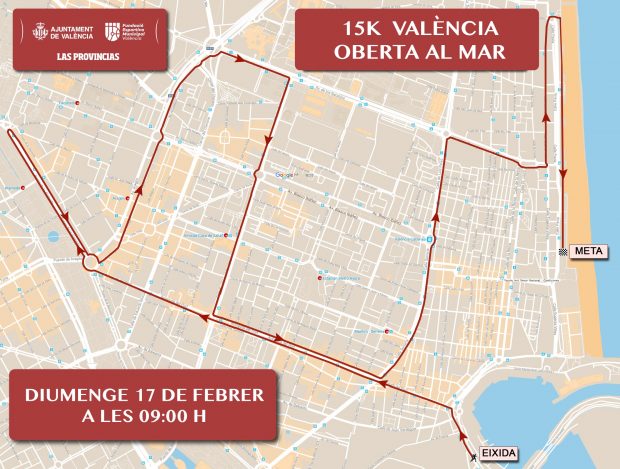 Recorrido de la 15K València Oberta al Mar.