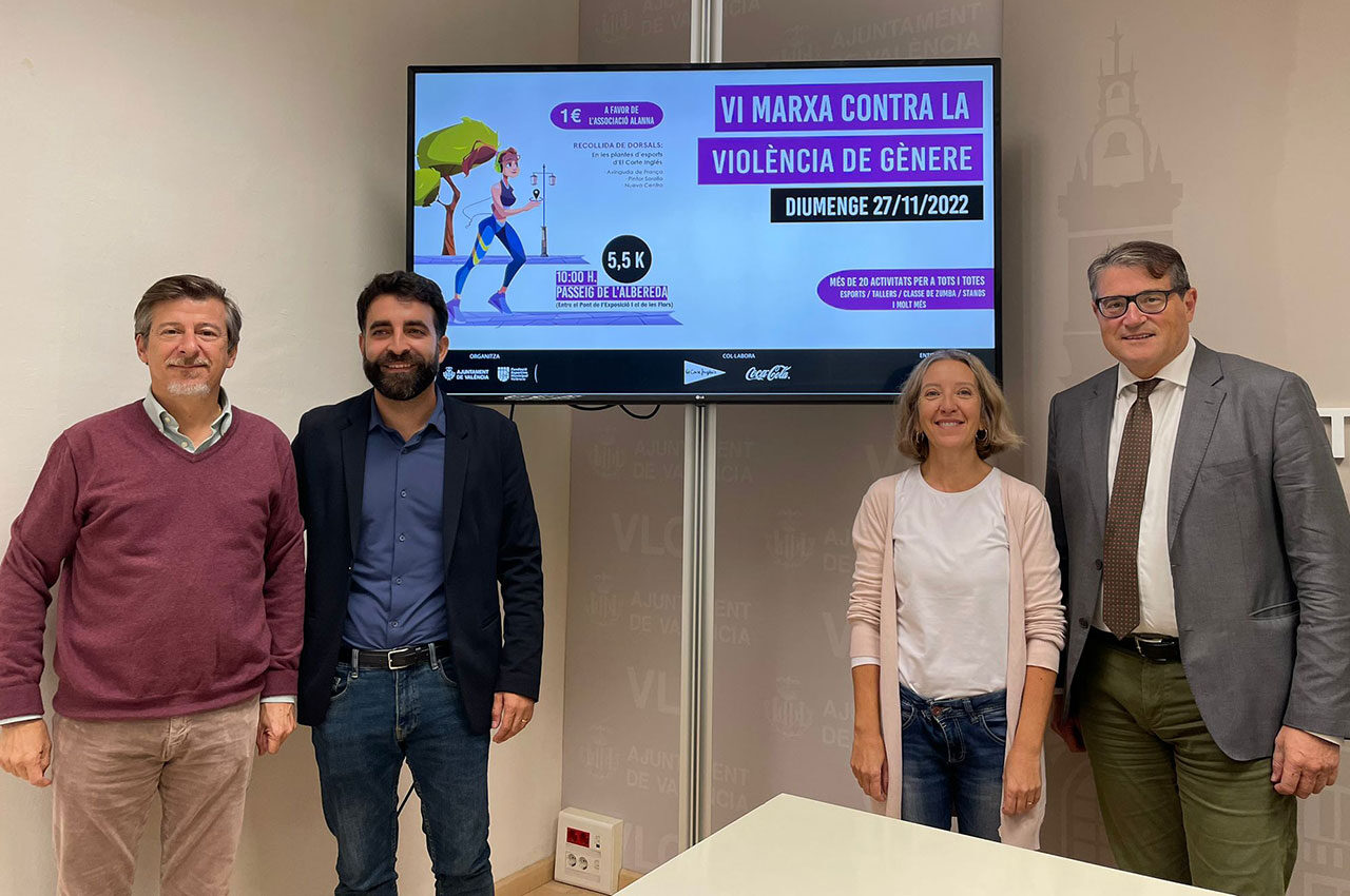 Esta mañana se ha presentado en la sala de prensa del Ayuntamiento de València la VI Marcha contra la Violencia de Género que se celebra el 27 de noviembre