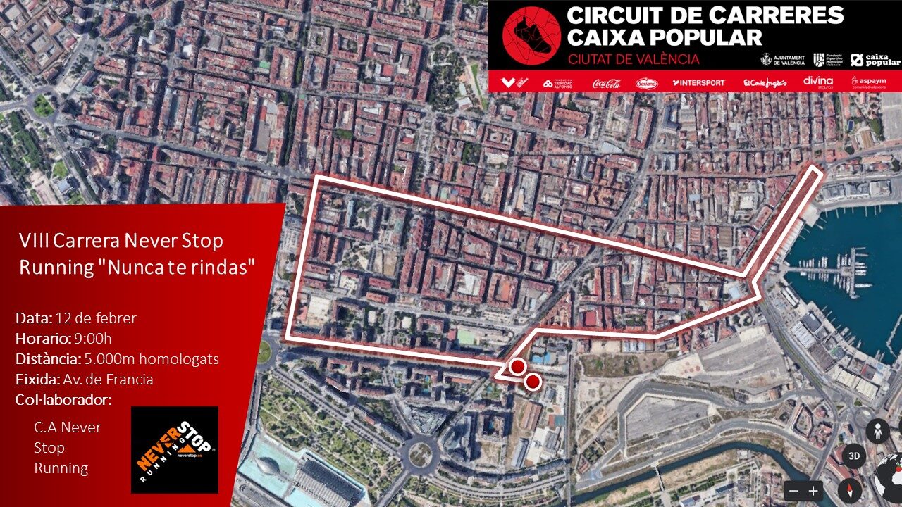 La segona prova del Circuit arrancarà el diumenge a les 9 hores en l'Avinguda de França en un 5K homologat